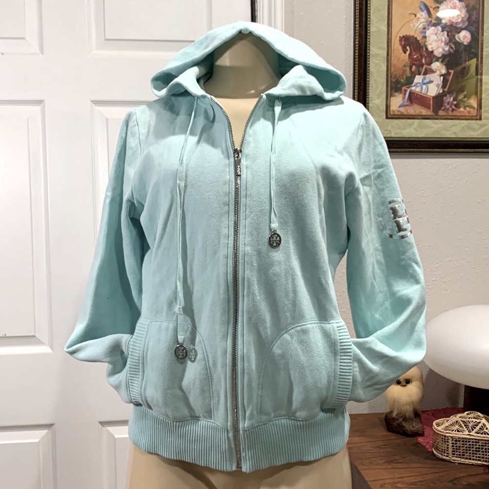 Tory Burch // Baby blue Zip Up Hoodie Sz M